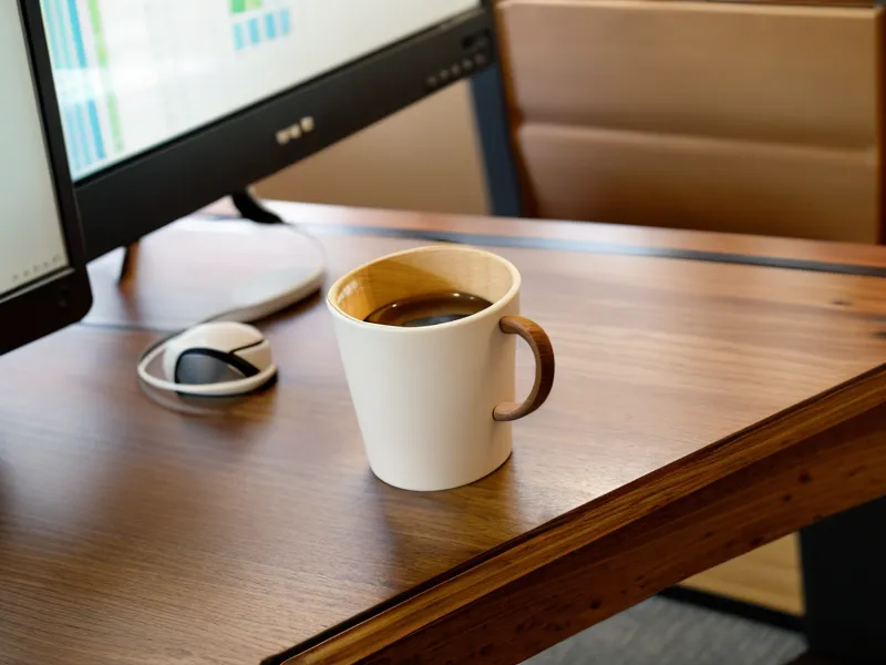 Bureau de planification logistique avec écouteurs prêts pour une pause d'hypno-relaxation, image liée à la gestion du stress au travail