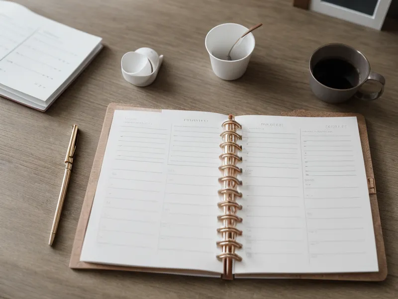 Carnet de bord et écouteurs sur un bureau, traces d'une pratique d'auto-hypnose et de pause mentale contre le stress gastrique